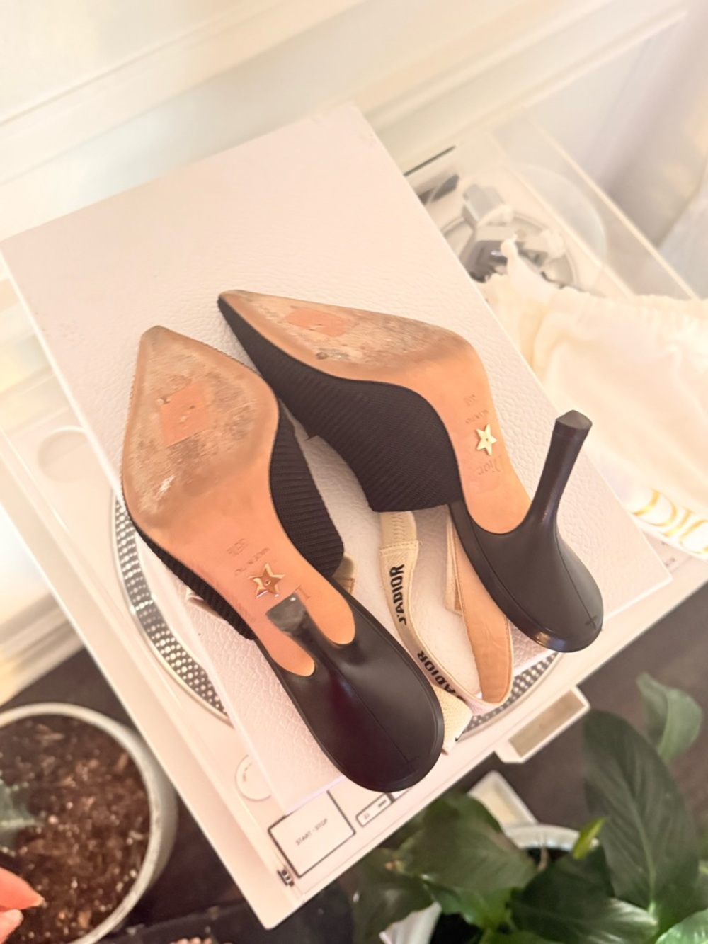 Dior Black Pointed Slingback Pumps with J’Adior Ribbon - Picture 4 of 5